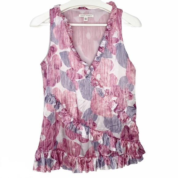 Banana Republic Tops - BANANA REPUBLIC 100% Silk Sleeveless Top Ruffles S